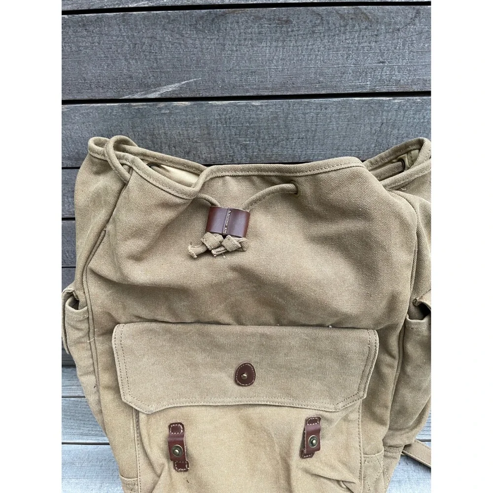 Monster Energy Canvas Backpack Tan Brown Rucksack Limited Edition Promo ~Flaw